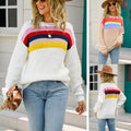 Spring New Women's Thin Stitching Mixed Color Pullover Sweater