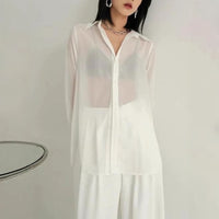 Lady Temperament Micro Transparent Chiffon Shirt Air Conditioning Shirt