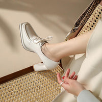 Women's Patent Leather Chunky Heel Platform Shoes