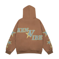 Men's Autumn And Winter High Street Fashion Design Five-pointed Star Fleece-lined Pullover