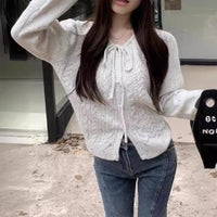 Round Neck Lace-up Sweater Women