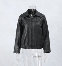 Women's Bow-Knot Zipper Leather Jacket