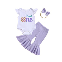 Infant Toddler Letter Printed Flounced Sleeve Romper