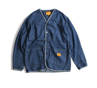 Retro V-neck Denim Men's Fashion Slim Jacket