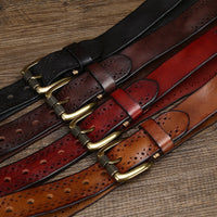Hollowed-out First-layer Cowhide Pin-buckle Belt For Mengenuine Leather Belt For Jeans
