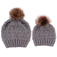 Parent-child Knitted Hat Manufacturers Spot Butterfly Fur Ball Warm Hat
