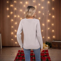 Cute Snowman Embroidered Pullover Sweater For Women