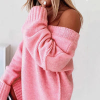 Casual Loose Solid Color V-neck Pullover Sweater