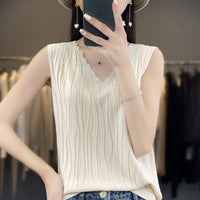 Women's V-neck Ice Silk Camisole Sleeveless Top