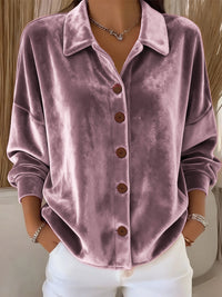 Womens Multi-Color Velvet Cardigan With Long Sleeves For Casual Wear