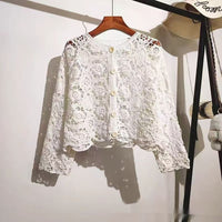 Beach Vacation Hollow-Out Crochet Blouse Top