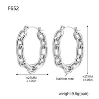 Euro-American Instagram-style Stainless Steel Chain-link C-shaped Earrings