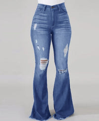Fashion Women's Slim-fit Buttocks Ripped Jeans