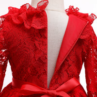 Fashion New Lace Birthday Flower Girl Christmas Long Sleeve Dress