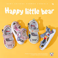Summer Boy Hollow Baotou Beach Velcro Casual Leather Cartoon Baby Sandals