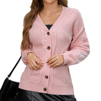 Autumn And Winter V-neck Single Breasted Cross-border Foreign Trade Cable-knit Sweater Coat