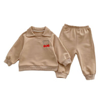 Baby Bear Lapel Sweater Two-piece Set