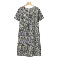 Women's Thin Loose Cotton Silk Short-Sleeve Dress