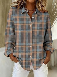Women's Long-Sleeve Shirt Casual Loose-Fit Plus-Size Collared Blouse