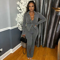 Shirt-collar Top And Slim-fit Hip-hugging Pants Set