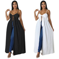 Womens Sexy Camisole Irregular V-Neck Slit T-Shirt