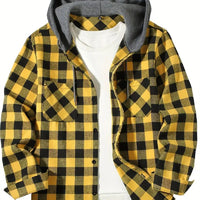 Men's Fashion Personality Plaid Hooded Shirt