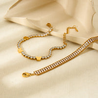 Full-Crystal Zircon Flower Stainless Steel Bracelet
