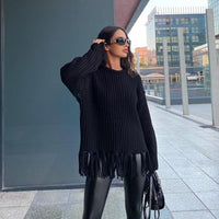 Casual All-match Solid Color Knitted Top For Women