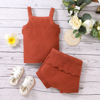 Children's Ruffled Spaghetti Straps Top Tether Shorts Sweater