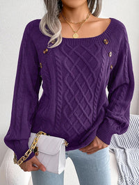 Women's Loose Casual Square Neck Sweater For Autumn And Winter