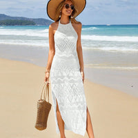 New Style Beach Dress With Cutout Halter Neck And Open Back Long Length