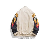 Couple Color Stitching Stand-collar Loose Casual Jacket
