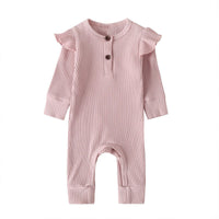 Baby Casual Rompers Jumpsuit Children's New Baby Sunken Stripe Girls' Long-sleeved Jumpsuit