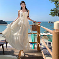 Dopamine Apricot Camisole Dress Womens Wear