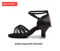 Soft Bottom Satin Grade National Standard Dance Competition Mid-high Heel Latin Dancing Shoes
