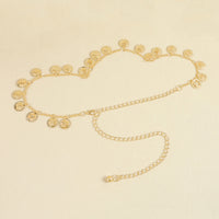 Gold Simple Hollowed-out Round Pendant Waist Chain Ladies Sweet Cool Everything Metal Body Chain Jewelry