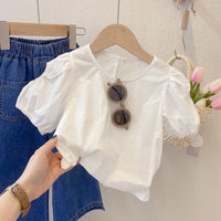 Girls' Wide-leg Suspender Pants Three-piece Suit