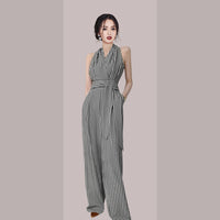 Slim Dress Jumpsuit Wide-leg Pants Plaid