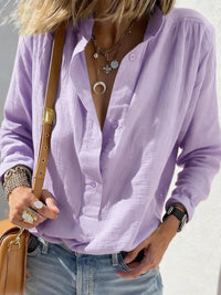 Casual Loose And Stylish Long Sleeves Cotton And Linen Solid Color Retro Button Pullover Shirt