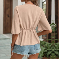 Simple Loose Bell Sleeve V-neck Blouse