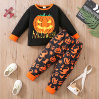 Halloween Day Boy Full Print Pumpkin Lamp Suit