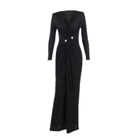 New Stylish V-neck Long-sleeve Split Dress