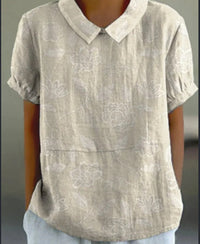 Ladies New Lapel Loose Casual Short-sleeved Top