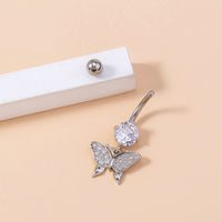 Simple Niche Micro-inlaid Butterfly Belly Button Zircon