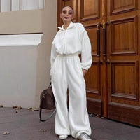 European And American Street Casual White Polar Fleece Jumpsuit