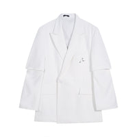 Metal Label Design Detachable Short Sleeve Padded Shoulder Suit