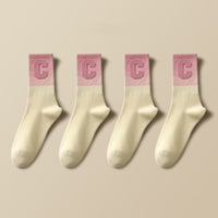 Letter Women's Winter Cotton Medium Socks