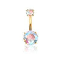 Personalized Zircon Butterfly Round Belly Button Ring