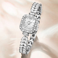 Temperament And Fully-jewelled Quartz Small Golden Spike Small Square Plate Watch