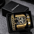 Multi-time Zone Large Dial Men's Steel Belt Quartz Watch